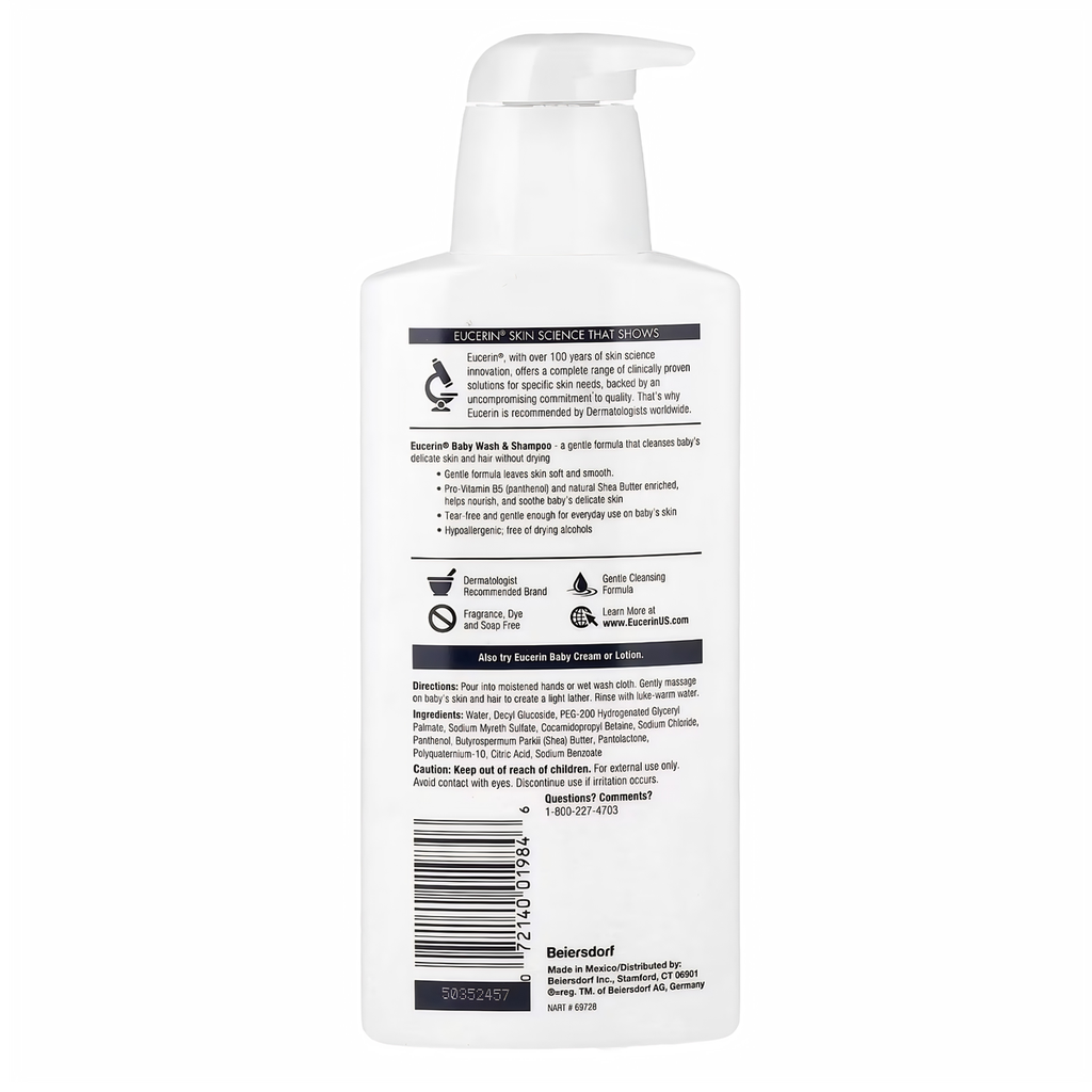 Eucerin Baby  Delicate, Sensitive Skin Wash & Shampoo 13.5 Oz (400ml)