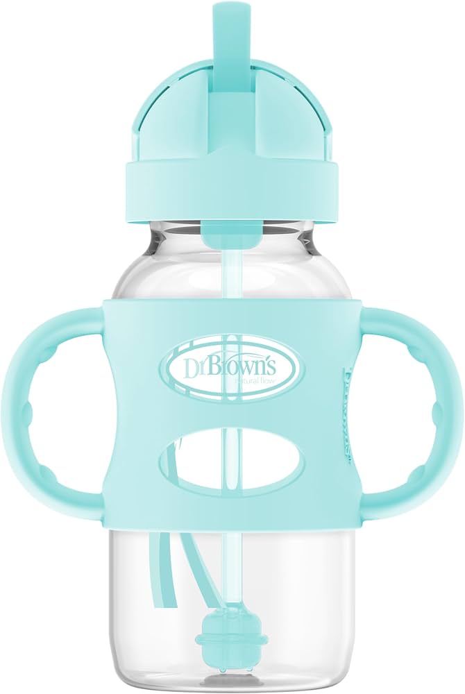 Dr Brown Wide-Neck Straw  Bottles With Silicon Handle 