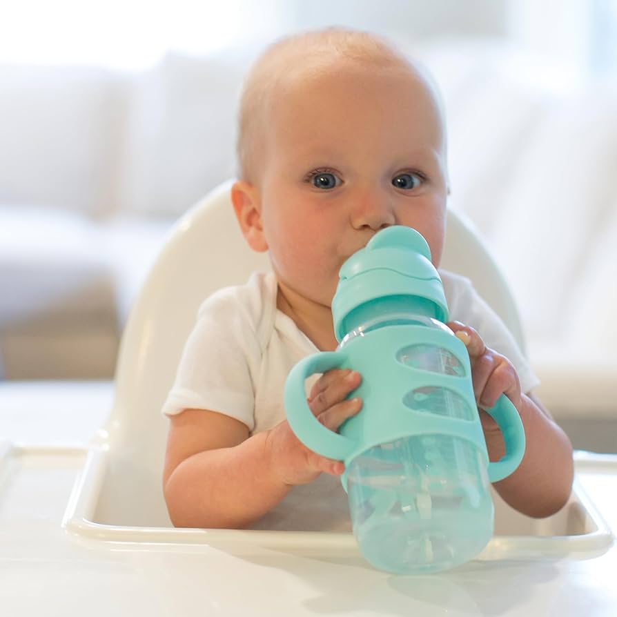 Dr Brown Wide-Neck Straw  Bottles With Silicon Handle 