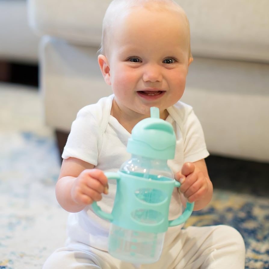 Dr Brown Wide-Neck Straw  Bottles With Silicon Handle 