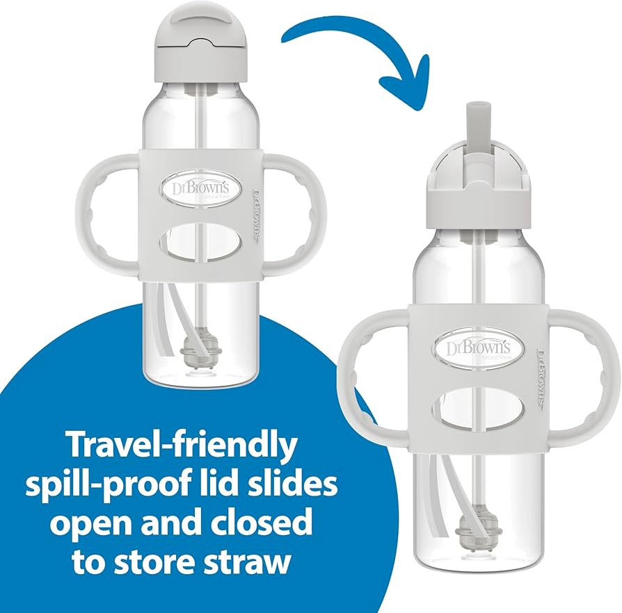 Dr Brown Narrow Straw Bottle With Silicon Handle 