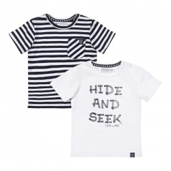 Dirkje Navy Strips 2pk Tshirts