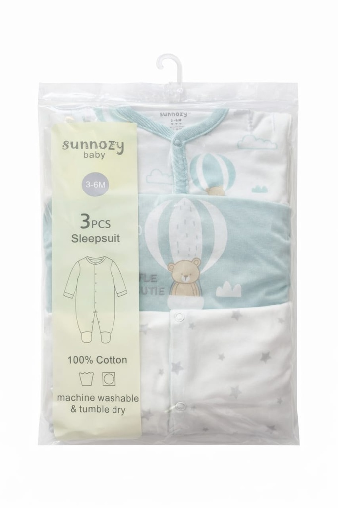 Sunnozy 3pcs Set Sleepsuit 