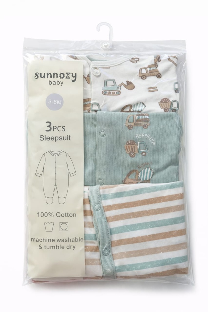 Sunnozy 3pcs Set Sleepsuit 