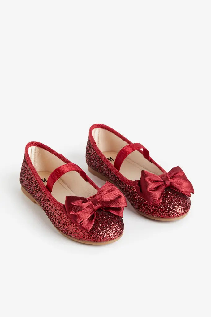 H&M Girls Red Glitter Ballet Shoe 