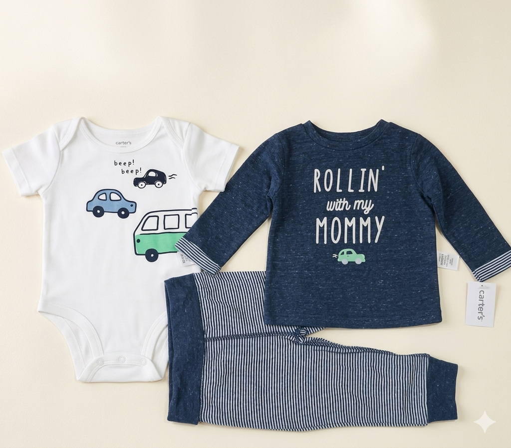 Carter's 3pcs Set Boys (Rolling With Mommy)