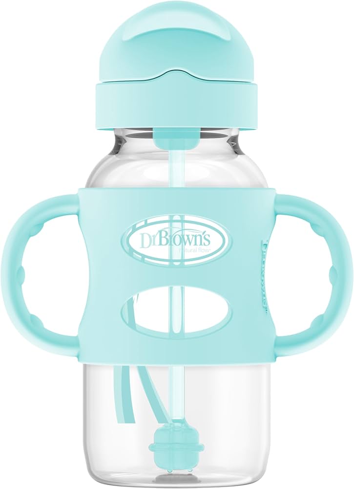 Dr Brown Wide-Neck Straw  Bottles With Silicon Handle 