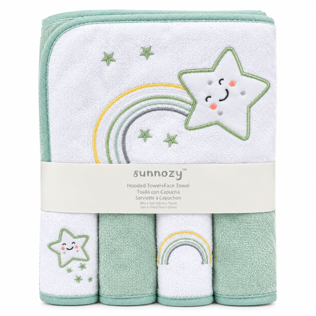 Sunnozy Hooded Towel & Face Towel Set