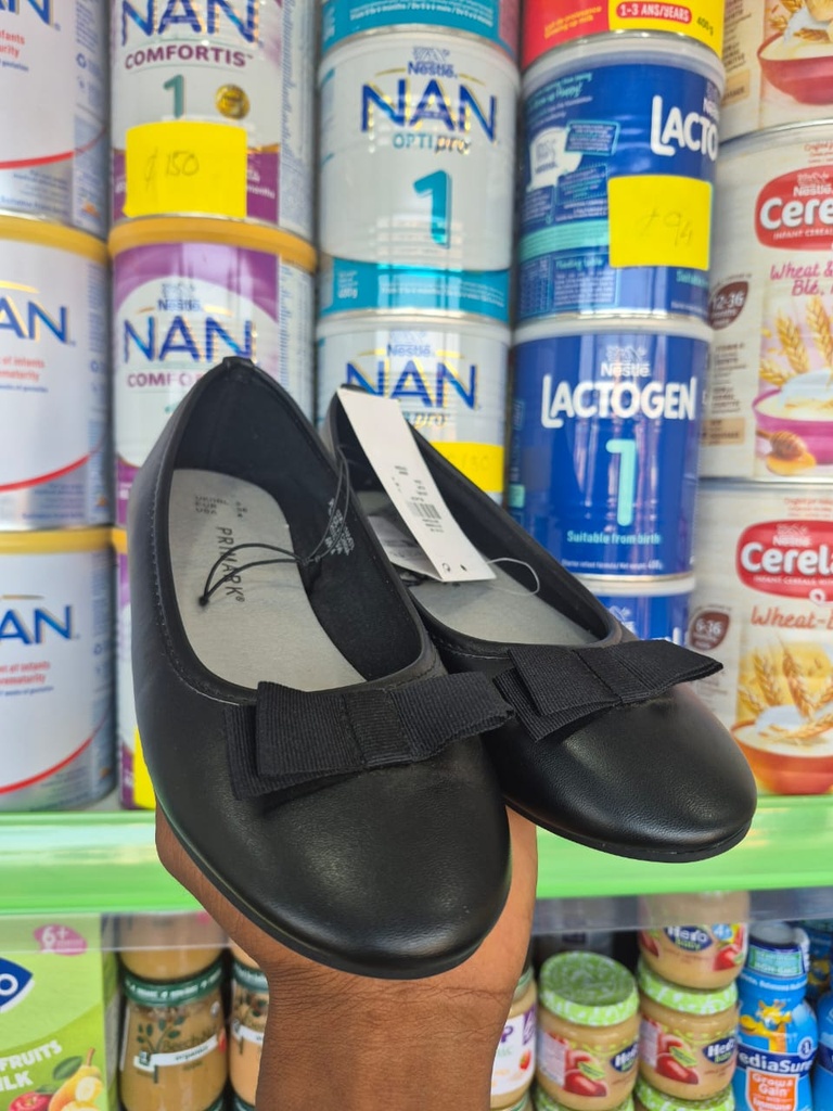 Girls Black Ballet Shoes With Big Bow