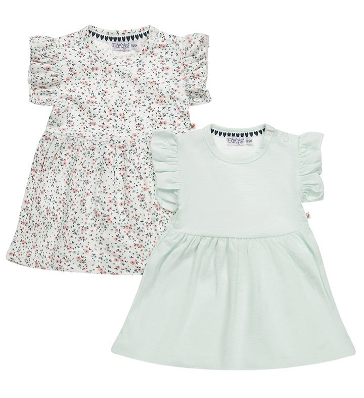 Dirkje 2pcs Set Dress White & Green 