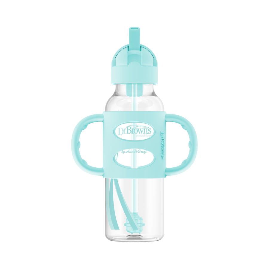Dr Brown Narrow Straw Bottle With Silicon Handle 