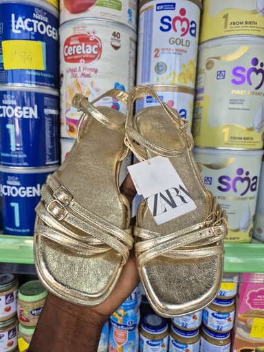 Zara Gold ,Neon Green/ Pink sandals