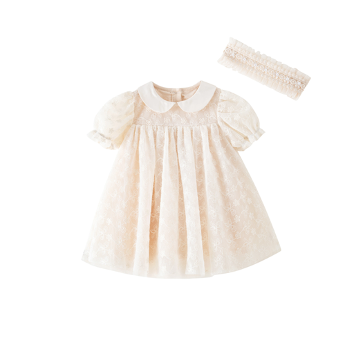 Baby Christening Dress With Headband/Bonnet 