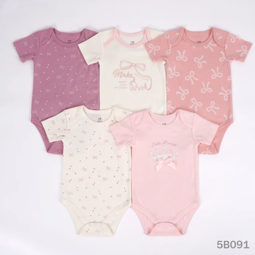 Sunnozy 5pcs Set Girls Bodysuit Short Sleeves