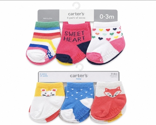 Carter's 6 Pairs Of Socks Girls (0-3m)