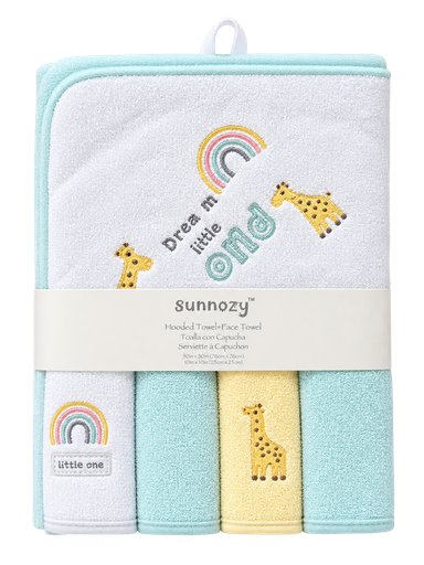 Sunnozy Hooded Towel & Face Towel Set