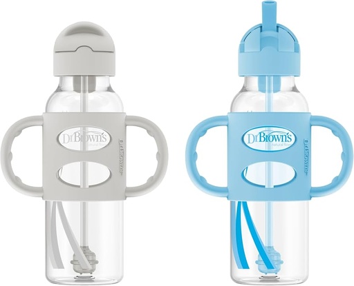 Dr Brown Narrow Straw Bottle With Silicon Handle 